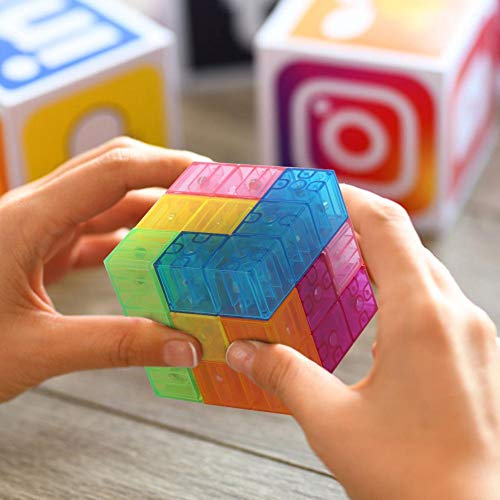 Dilwe Cubo Mágico, 3x3x3 Puzzle de Cubo Magnético Twist Bloques de Construcción Magic Cube El Alivio del Estrés Assembled Speed Cube Juguete para Niños Juego de Entrenamiento Cerebral (Translúcido)