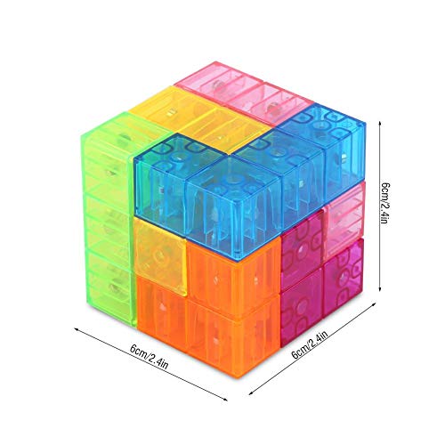 Dilwe Cubo Mágico, 3x3x3 Puzzle de Cubo Magnético Twist Bloques de Construcción Magic Cube El Alivio del Estrés Assembled Speed Cube Juguete para Niños Juego de Entrenamiento Cerebral (Translúcido)