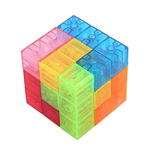 Dilwe Cubo Mágico, 3x3x3 Puzzle de Cubo Magnético Twist Bloques de Construcción Magic Cube El Alivio del Estrés Assembled Speed Cube Juguete para Niños Juego de Entrenamiento Cerebral (Translúcido)