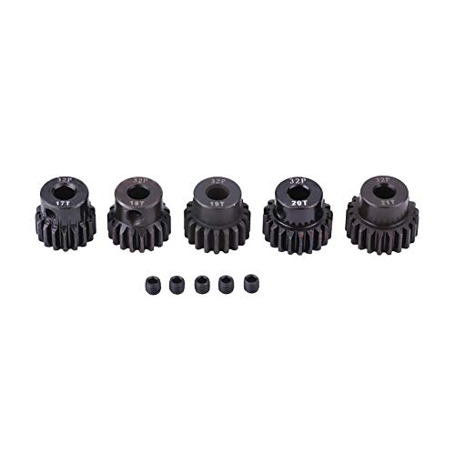 Dilwe Pi?Ones Motor Coche RC, 5 unids 32DP ¡é 5mm 17T-21T Acero Motor Engranajes Pi?Ones Piezas Set para 1/8 RC Coche Motor