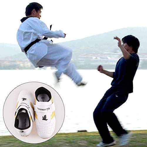 Dilwe Zapatos de Taekwondo Zapatos de Suela Suave de Cuero de PU para Ejercicio de Gimnasio Taichi Entrenamiento(31)