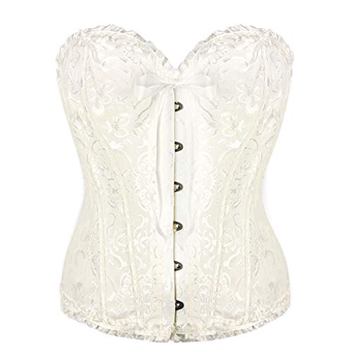 DIMPLEYA Cinturón Abdominal Femenino Novia Corsé Corsé Sexy Ajustable Encaje Lindo Sujetador Abdomen Cinturón,White,XXL