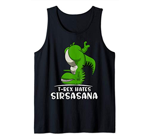 Dinosaurio t-rex Odia Sirsasana Yoga Divertido Fantasía Camiseta sin Mangas