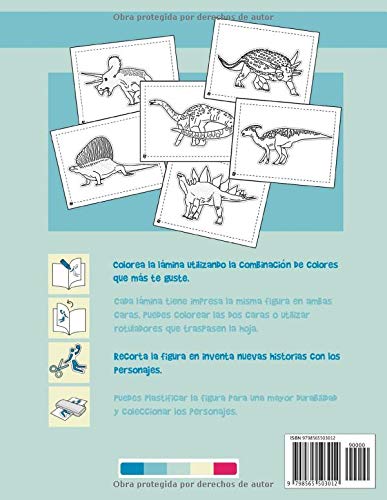 Dinosaurios: Libro de Colorear recortable para Niños de 4 a 8 Años