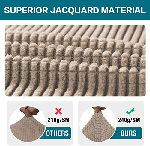 Dioxide Pack de 4 Funda para Silla, Fundas Elásticas, Fundas de Asiento para Silla, Diseño Jacquard Cubiertas de la Sillas, Extraíbles y Lavables-Decor Restaurante (Paquete de 4,Bronceado Claro)