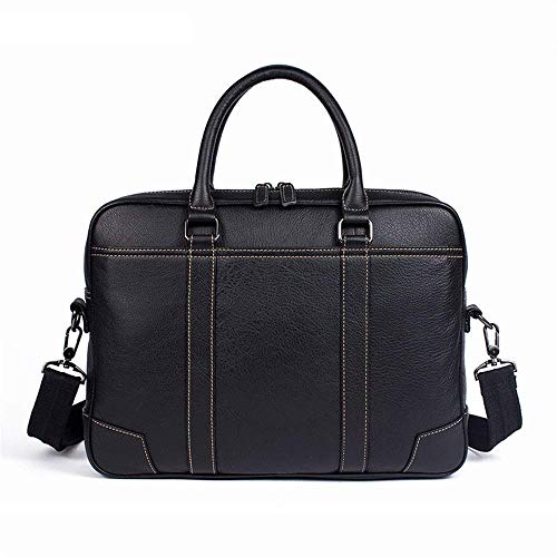 Dirgee Bolsa de Laptop de 14 Pulgadas Maletín de Cuero Maletín Cross Cross Square Square Hombre Hombre Bolso Maletín Bolsa de Hombro Casual Estilo Vintage (Color: Negro, Tamaño: 38x27x7cm)