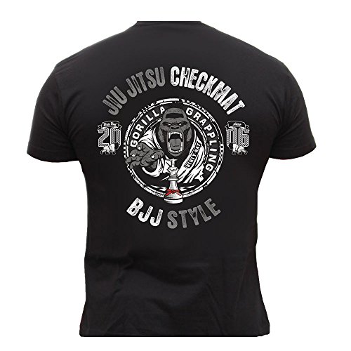 Dirty Ray Artes Marciales MMA Gorilla Jiu-Jitsu Checkmat camiseta hombre T-shirt DT19 (M)