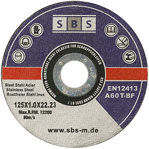 Disco de corte de SBS (acero inoxidable, 100 unidades, 125 x 1,0 mm). Disco de corte de SBS (acero inoxidable, 100 unidades, 125 x 1,0 mm).