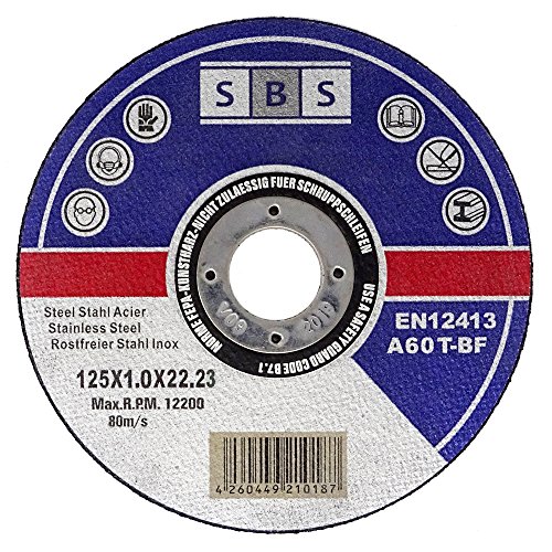 Disco de corte de SBS (acero inoxidable, 100 unidades, 125 x 1,0 mm). Disco de corte de SBS (acero inoxidable, 100 unidades, 125 x 1,0 mm).