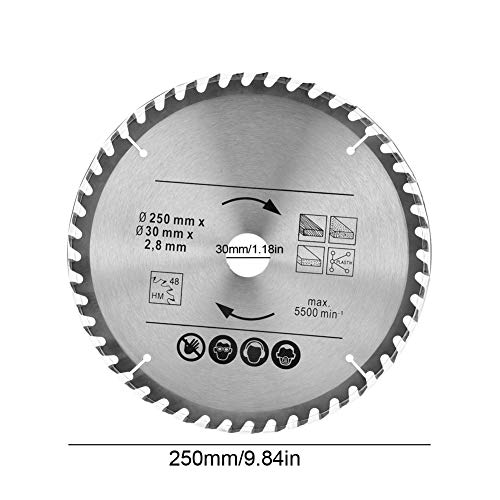 Disco de Hoja de Sierra Circular, Juego de 2 piezas Hoja de Sierra de Aleación de Carbono para Madera, 250 mm x 30 mm