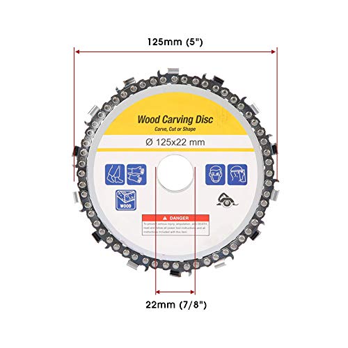 Disco de sierra amoladora, disco de cadena de amoladora angular de 14 dientes de 5 pulgadas, rueda de cadena de carpintería 125 * 22 mm para amoladora angular de 125