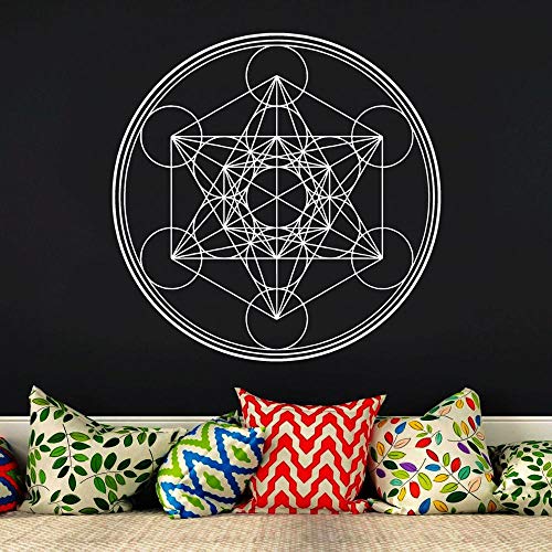 Disco de vinilo mural Autocollant, diseñado por Metatron Cube Alchemy | Adhesivo de pared decorativo Mandala de mural Collantant A4 57x57cm