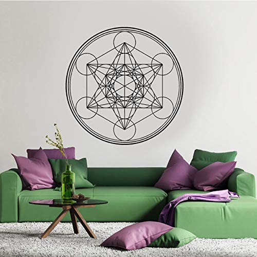 Disco de vinilo mural Autocollant, diseñado por Metatron Cube Alchemy | Adhesivo de pared decorativo Mandala de mural Collantant A4 57x57cm