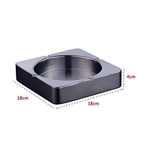 Discos De Cenicero para Cigarros, Mesa Moderna De Acero Inoxidable para Interiores O Exteriores, Acero Negro, Simple, Cuadrado, Gran Hotel, Club, Club, Bar, Hollín, Regalos para Hombres, 18 * 18 * 4