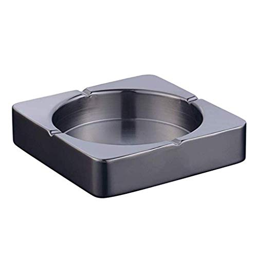 Discos De Cenicero para Cigarros, Mesa Moderna De Acero Inoxidable para Interiores O Exteriores, Acero Negro, Simple, Cuadrado, Gran Hotel, Club, Club, Bar, Hollín, Regalos para Hombres, 18 * 18 * 4