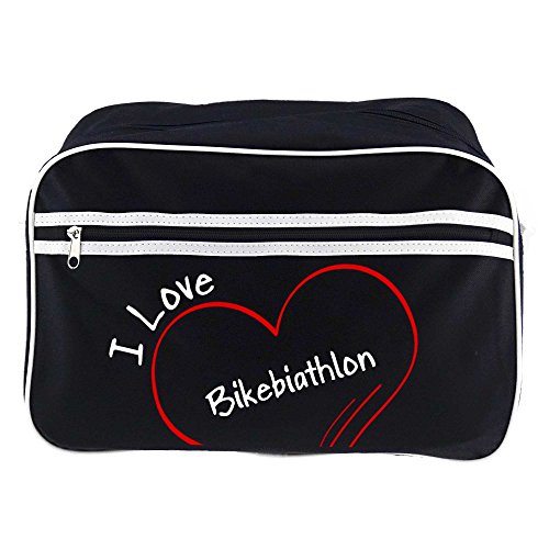Diseño de bolso bandolera I Love Biathlon bici negro