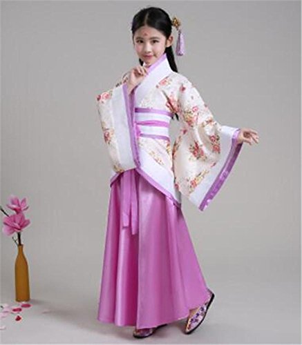 Disfraz de actuación escénica para niñas/Ropa para espectáculos de Danza/Hanfu Chino/Niños y Adultos, Purple, 120cm