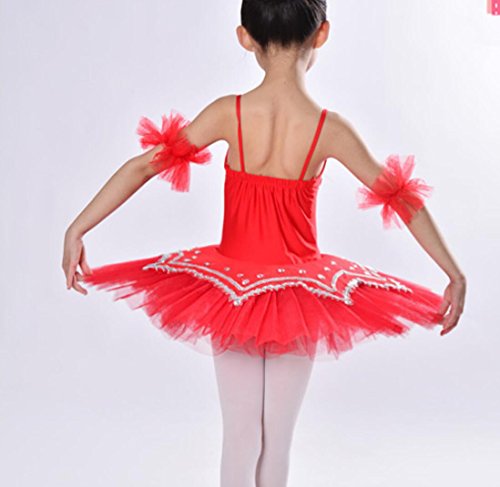 Disfraz de Bailarina para niñas con Vestimenta de Ballet práctica Blanca/Amarilla/roja/Azul, Red, 120cm