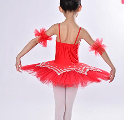 Disfraz de Bailarina para niñas con Vestimenta de Ballet práctica Blanca/Amarilla/roja/Azul, Red, 140cm
