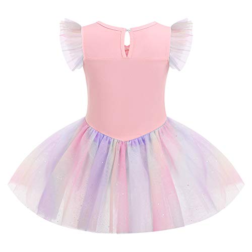 Disfraz de bailarina para niños y niñas, manga con mosca, lentejuelas, arco iris, leotardos, escuela de gimnasia, tutú, falda de danza, vestido de princesa de hada