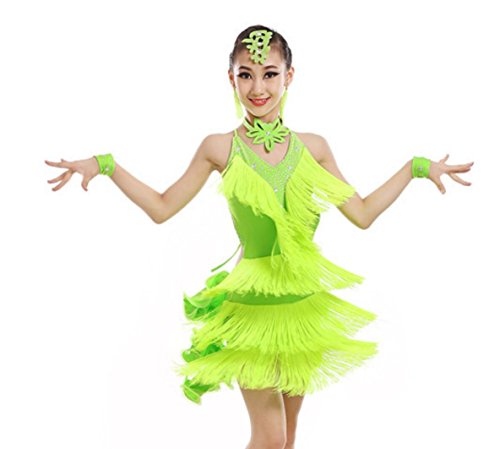 Disfraz de Baile Latino para niñas Disfraz de Baile Latino para Danza, Green, 110cm