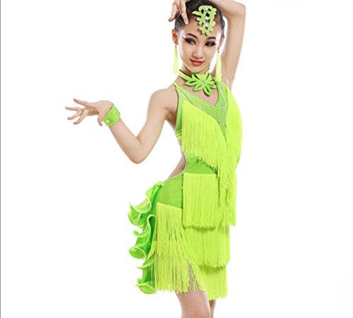 Disfraz de Baile Latino para niñas Disfraz de Baile Latino para Danza, Green, 120cm Disfraz de Baile Latino para niñas Disfraz de Baile Latino para Danza, Green, 120cm