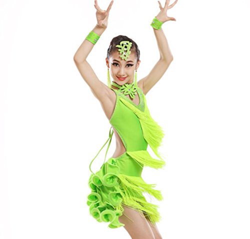 Disfraz de Baile Latino para niñas Disfraz de Baile Latino para Danza, Green, 120cm