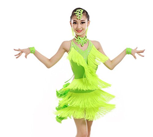 Disfraz de Baile Latino para niñas Disfraz de Baile Latino para Danza, Green, 120cm Disfraz de Baile Latino para niñas Disfraz de Baile Latino para Danza, Green, 120cm