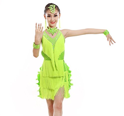 Disfraz de Baile Latino para niñas Disfraz de Baile Latino para Danza, Green, 120cm