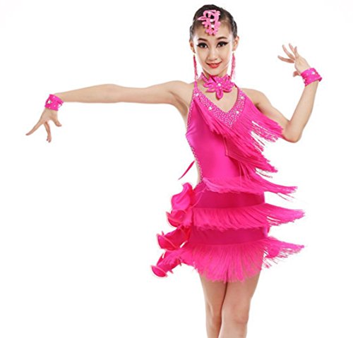 Disfraz de Baile Latino para niñas Disfraz de Baile Latino para Danza, Pink, 120cm