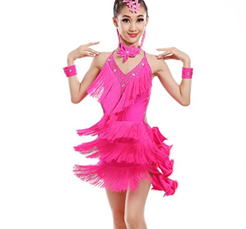 Disfraz de Baile Latino para niñas Disfraz de Baile Latino para Danza, Pink, 120cm