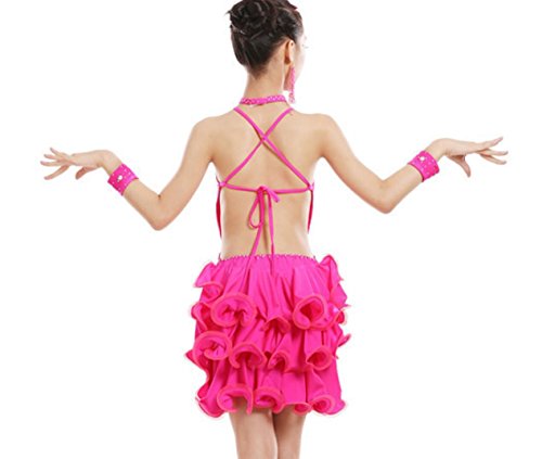 Disfraz de Baile Latino para niñas Disfraz de Baile Latino para Danza, Pink, 160cm