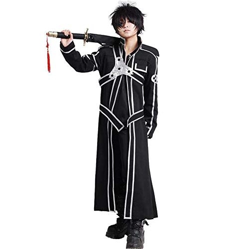 Disfraz de Cosplay Sword Art Online para Hombre Anime Kirito Kirigaya Kazuto Cosplay Disfraz Chaqueta Uniforme Conjunto Disfraz de Carnaval de Halloween
