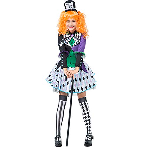 Disfraz De Halloween Disfraz De rol, Escenario De Circo Alice Mad Hatter, Uniforme De Juego Y Juego De rol De Fiesta, Material De Poliéster De Alta Elasticidad Disfraz De Halloween Disfraz De rol, Escenario De Circo Alice Mad Hatter, Uniforme De Juego Y Juego De rol De Fiesta, Material De Poliéster De Alta Elasticidad