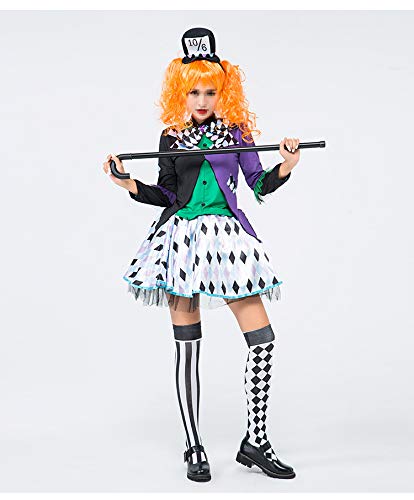 Disfraz De Halloween Disfraz De rol, Escenario De Circo Alice Mad Hatter, Uniforme De Juego Y Juego De rol De Fiesta, Material De Poliéster De Alta Elasticidad Disfraz De Halloween Disfraz De rol, Escenario De Circo Alice Mad Hatter, Uniforme De Juego Y Juego De rol De Fiesta, Material De Poliéster De Alta Elasticidad