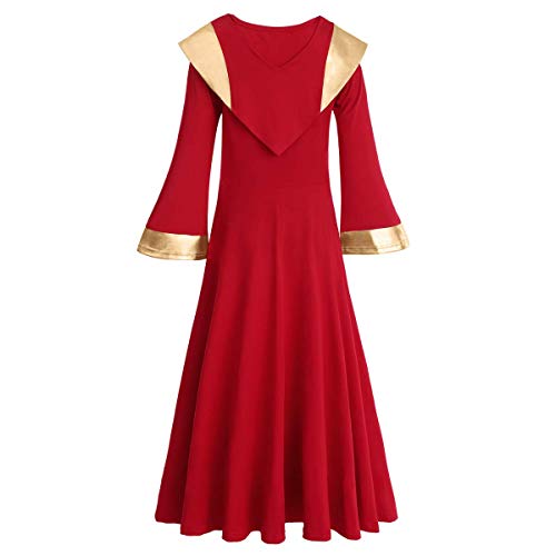 Disfraz Niña Vestido de Alabanza Litúrgico Danza Ropa Baile Latino Manga Larga Cuello Rombo Regalos Costume de Oración de la Iglesia para Niñas Falda de Fiesta Ballet Rojo 9-10 años Disfraz Niña Vestido de Alabanza Litúrgico Danza Ropa Baile Latino Manga Larga Cuello Rombo Regalos Costume de Oración de la Iglesia para Niñas Falda de Fiesta Ballet Rojo 9-10 años