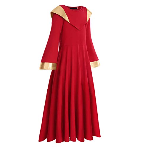 Disfraz Niña Vestido de Alabanza Litúrgico Danza Ropa Baile Latino Manga Larga Cuello Rombo Regalos Costume de Oración de la Iglesia para Niñas Falda de Fiesta Ballet Rojo 9-10 años Disfraz Niña Vestido de Alabanza Litúrgico Danza Ropa Baile Latino Manga Larga Cuello Rombo Regalos Costume de Oración de la Iglesia para Niñas Falda de Fiesta Ballet Rojo 9-10 años