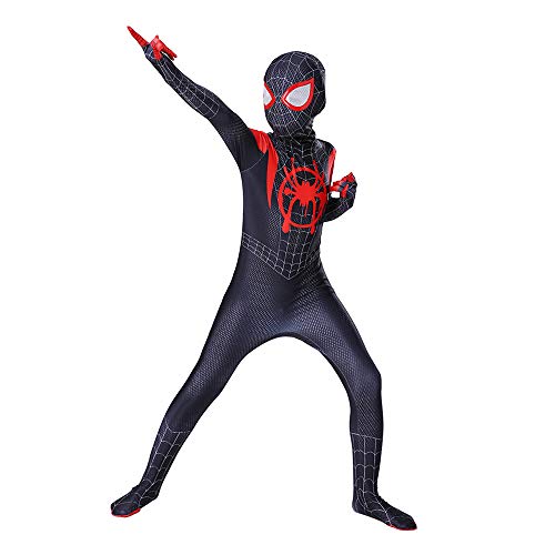 Disfraz Spiderman Halloween Navidad Spider-Man Into The Spider-Verse Miles Morales Ninos Cosplay Costume Y Mascara (S 120)