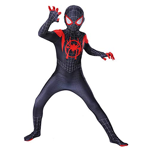 Disfraz Spiderman Halloween Navidad Spider-Man Into The Spider-Verse Miles Morales Ninos Cosplay Costume Y Mascara (S 120)