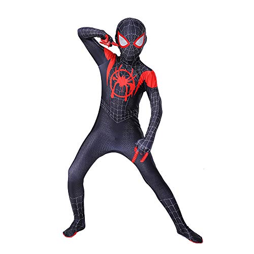 Disfraz Spiderman Halloween Navidad Spider-Man Into The Spider-Verse Miles Morales Ninos Cosplay Costume Y Mascara (S 120)