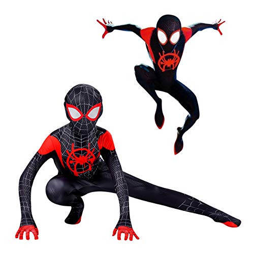 Disfraz Spiderman Halloween Navidad Spider-Man Into The Spider-Verse Miles Morales Ninos Cosplay Costume Y Mascara (S 120)