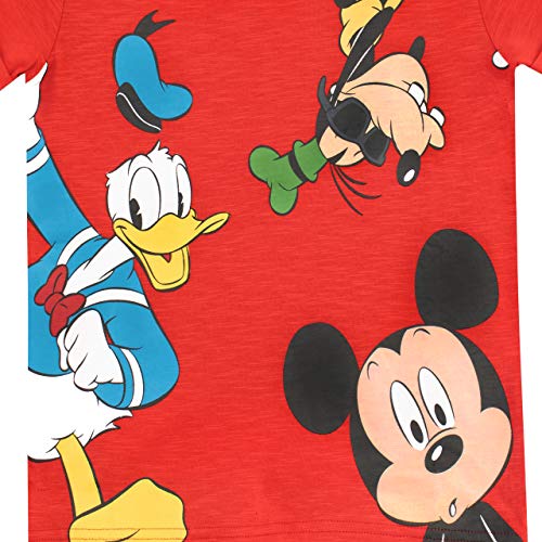 Disney Camiseta para niño con estampado de Mickey Mouse el Pato Donald y Goofy 2-3 años rojo
