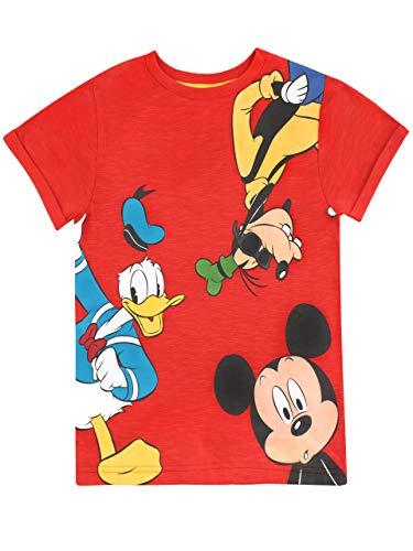 Disney Camiseta para niño con estampado de Mickey Mouse el Pato Donald y Goofy 2-3 años rojo