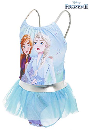 Disney Frozen 2 Bañador para Niña Princesas Anna y Elsa, Trajes de Baño de Una Pieza El Reino del Hielo, Bañadores para Piscina Natacion Vacaciones, Regalos Niñas (9/10 Años)