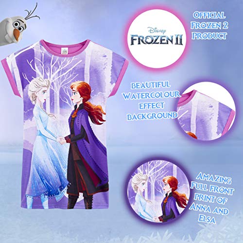 Disney Frozen 2 Pijama Niña, Camison Niña de Las Princesas Anna y Elsa Frozen, Vestidos Niña de Manga Corta, Ropa de Niña Verano, Regalos para Niñas Edad 3-12 Años (5-6 años)