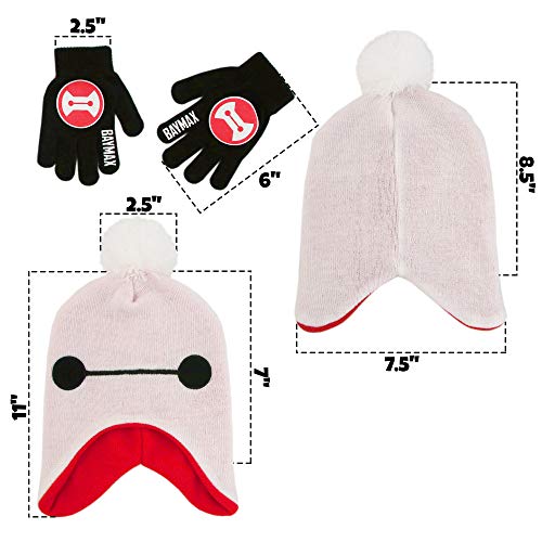 Disney Little Big Hero 6 - Juego de gorro y guantes para niños (4 a 7 años), color blanco y rojo