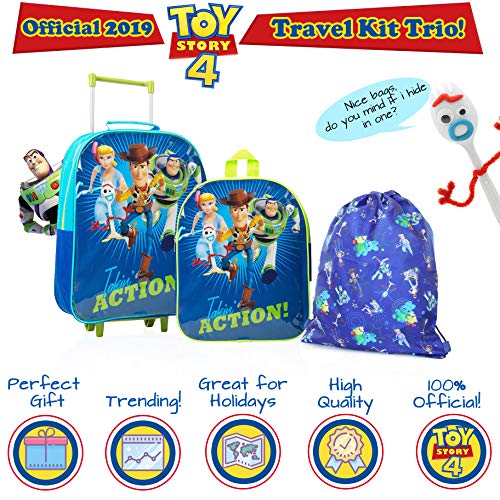 Disney Toy Story 4 Mochilas Escolares Juveniles con Forky, Woody, Buzz Y Bo Peep | Mochila De Cuerda Infantil | Bolsa De Viaje para Niños | Mochila Pequeña Niños | Juego De Viaje De 3 Piezas