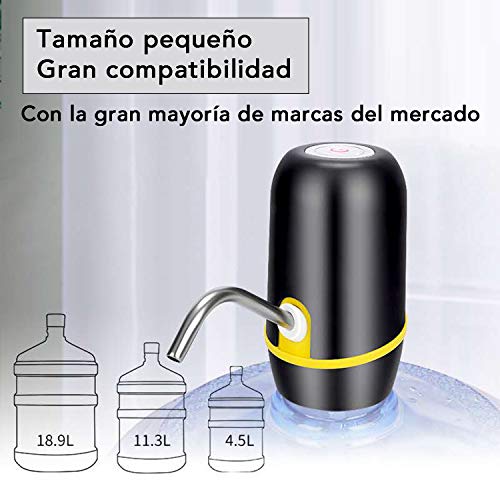 Dispensador de Agua para garrafas, Dosificador de Agua garrafa, Grifos para Botellas de Agua Mineral, Dispensadores de Agua para bidones, Bomba eléctrica para Sacar Agua (Negro-Amarillo)