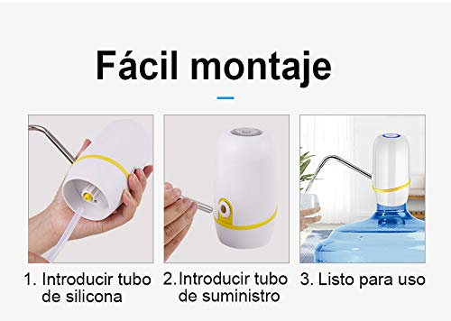 Dispensador de Agua para garrafas, Dosificador de Agua garrafa, Grifos para Botellas de Agua Mineral, Dispensadores de Agua para bidones, Bomba eléctrica para Sacar Agua (Negro-Amarillo)