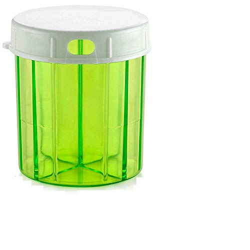 Dispensador de pastillas con cuatro compartimientos, para medicamentos, vitaminas y suplementos. Botella redonda, de MEDca Dispensador de pastillas con cuatro compartimientos, para medicamentos, vitaminas y suplementos. Botella redonda, de MEDca